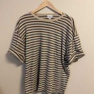 Calvin Klein Jeans - Vintage Beige and Navy Striped Tee - Size XL